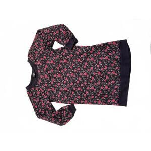 Baby Gap Girls Navy Blue and Pink Apple Print Sweatshirt Dress Size 6